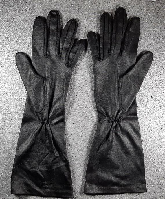 Vintage Lindfelt Black Dress Gloves Size A 100% N… - image 2