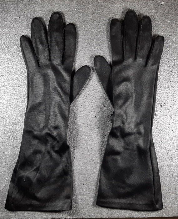 Vintage Lindfelt Black Dress Gloves Size A 100% N… - image 1