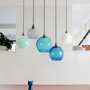 Dining Room Lighting. Kitchen Island Pendant Lights. Glass Globe Pendant Lights. Handblown Glass Chandelier. image 1