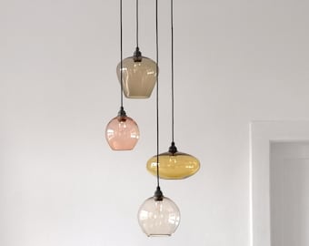 Colored Glass Pendant Lights. Hand Blown Glass Pendant Lights. Cluster Pendant Lights. Multi Pendant Chandelier. Bespoke Lighting.