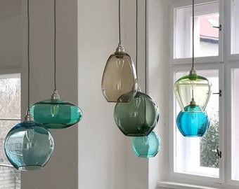 7-Light Glass Chandelier – Bespoke Cluster Pendant for Dining Tables & Islands