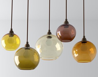 Orb chandelier with clear recycled blown glass roundels Orb chandelier with clear recycled blown glass roundels