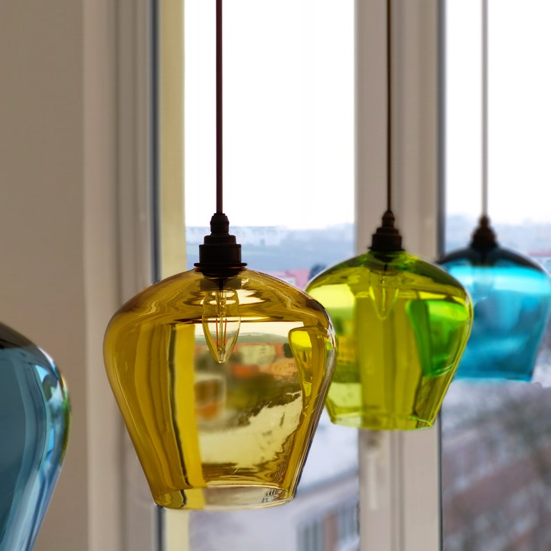 Hand Blown Glass Pendant Lights Kitchen Lighting Modern Etsy UK