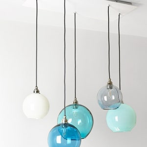 Dining Room Lighting. Kitchen Island Pendant Lights. Glass Globe Pendant Lights. Handblown Glass Chandelier. image 4