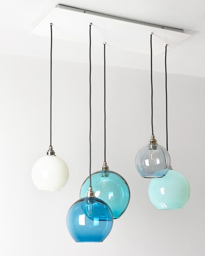 Dining Room Lighting. Kitchen Island Pendant Lights. Glass Globe Pendant Lights. Handblown Glass Chandelier. image 4