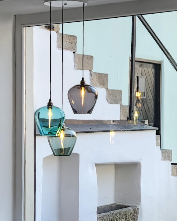 Handblown Czech Art Glass Cluster Pendant - Mid-Century Modern Sculptural Lighting for Dining Table