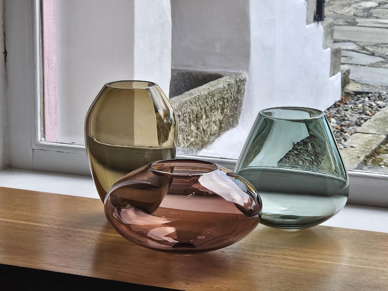 Handblåst tjeckisk glaspendellampa, bohemisk belysning för köksö och matbord bild 8