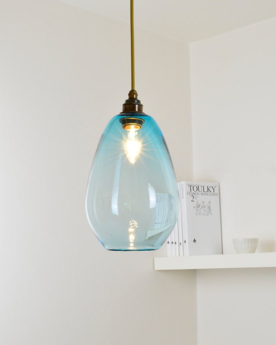 Blue Glass Pendant Light Hand Blown Glass Pendant Lights Kitchen Pendant Lighting Custom Lighting Coloured Glass Pendant Lights