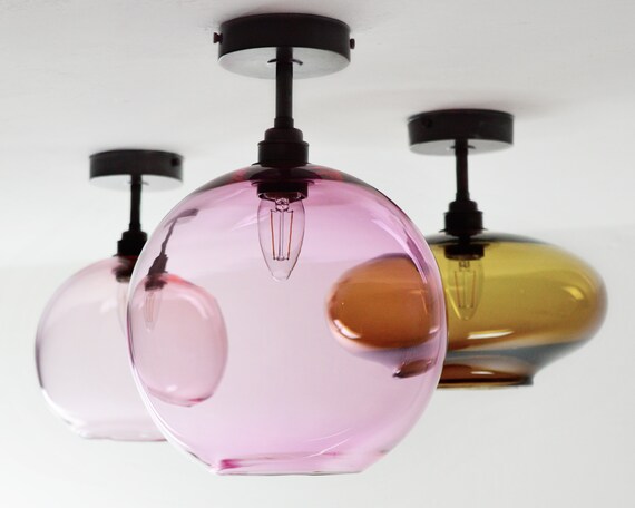 Semi Flush Mount Lighting Hand Blown Glass Low Ceiling - Hallway Lighting Low Ceiling Semi Flush Mount Lighting Hand Blown Glass Low Ceiling - Hallway Lighting Low Ceiling
