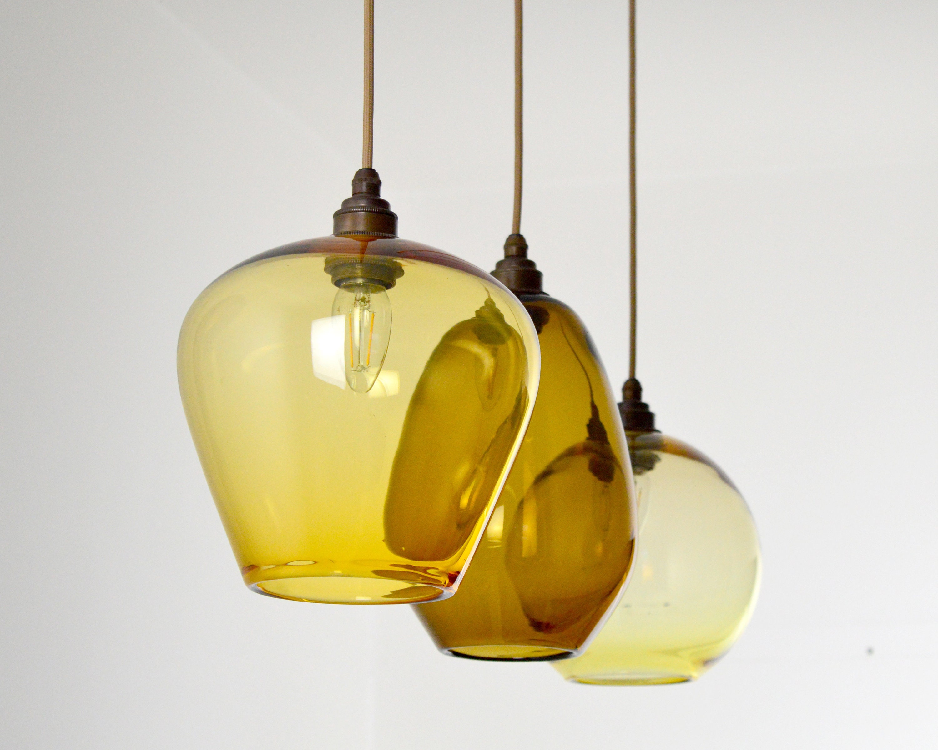 Hand Blown Glass Pendant Lights Mid Century Modern Lighting Etsy