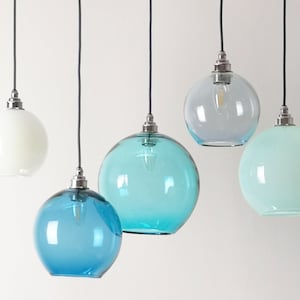 Dining Room Lighting. Kitchen Island Pendant Lights. Glass Globe Pendant Lights. Handblown Glass Chandelier. image 3