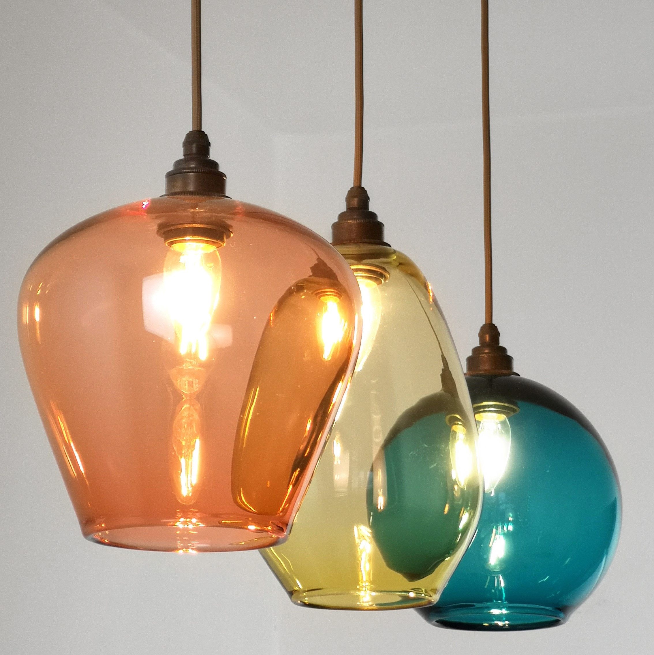 Coloured Glass Pendant Lights Hand Blown Glass Pendants Etsy