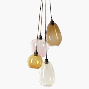Modern Hand Blown Glass Cluster. Hand Blown Glass Pendant Lights. Cluster Pendant Light. Multi Coloured Pendant Light. Mid Century Lights