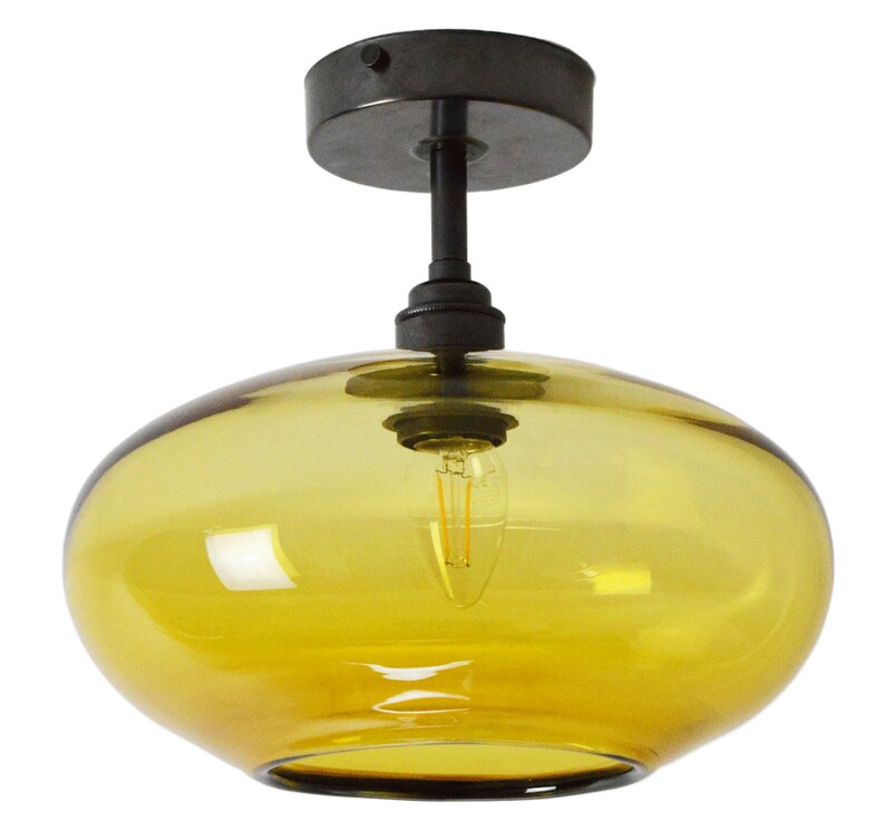 Semi Flush Mount Lighting. Hand Blown Glass Low Ceiling Etsy