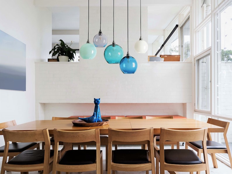 Dining Room Lighting. Kitchen Island Pendant Lights. Glass Globe Pendant Lights. Handblown Glass Chandelier. image 1