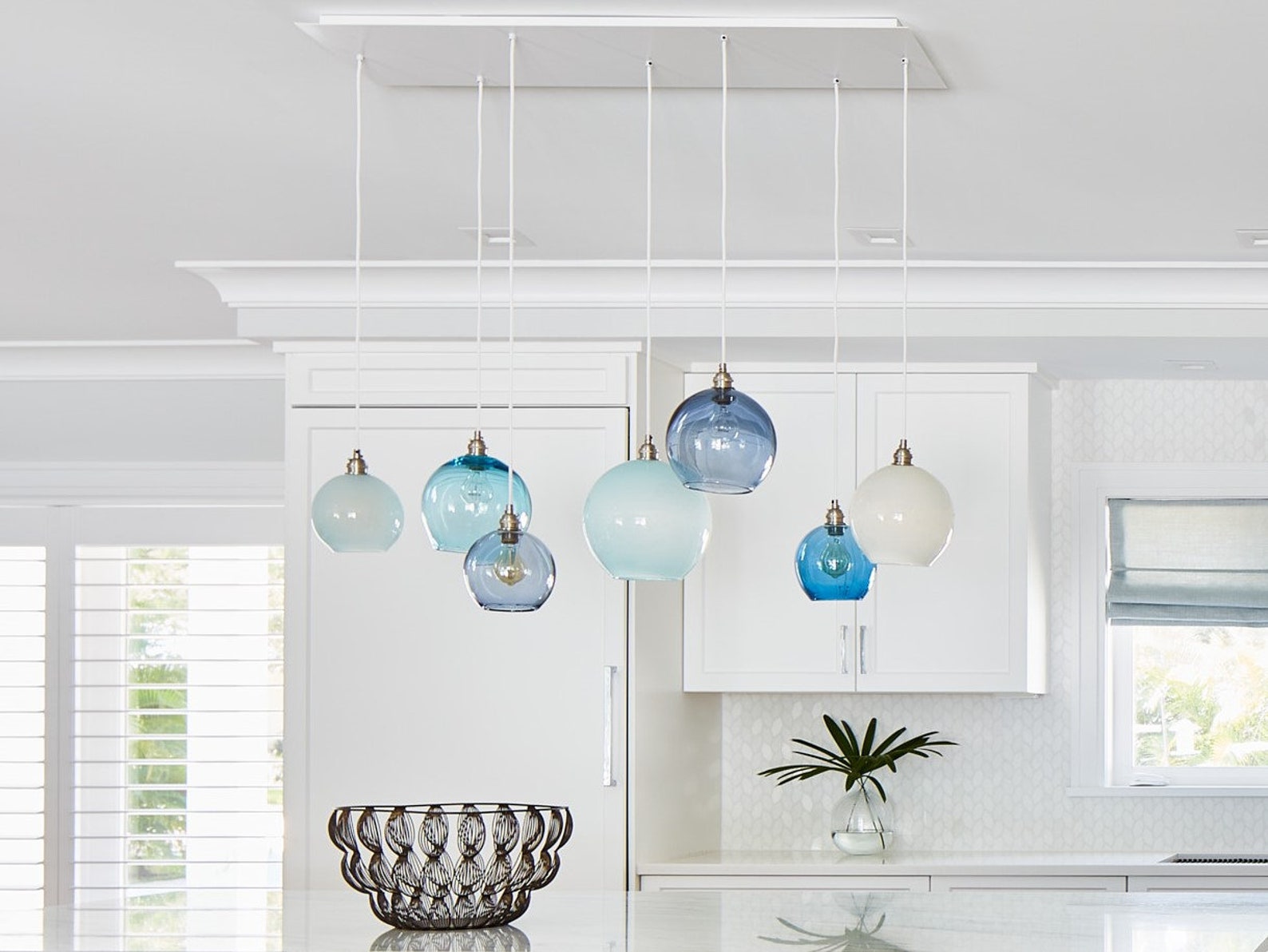 Dining Room Light Fixture. Colored Glass Pendant Lights for Kitchen