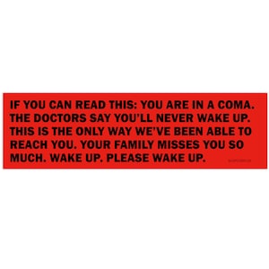 You are in a coma bumper sticker