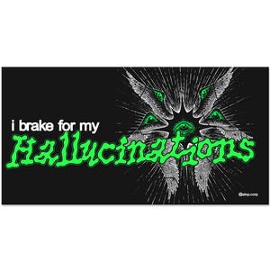 I brake for my hallucinations bumper sticker