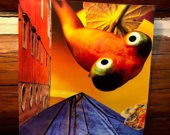 Original paper collage with goldfish