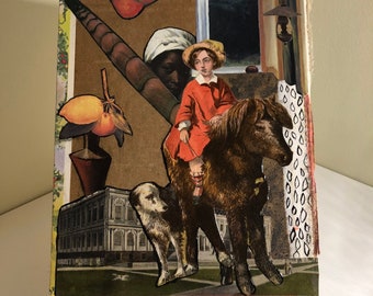 Boy on horse original collage