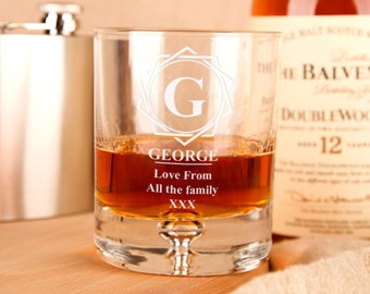 Personalised Whiskey Tumbler | Engraved Whisky Glass 10oz with Any Name | Custom Gift for Man, Bestman, Dad, Grandad, Brother, Boyfriend Son