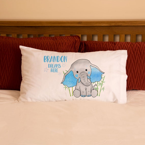 Personalised Baby Boy Elephant Pillowcase. 100 Egyptian Cotton Bed Linen With Soft Touch Illustrated Printed Design. Toddler Nursery Decor. Etsy Canada