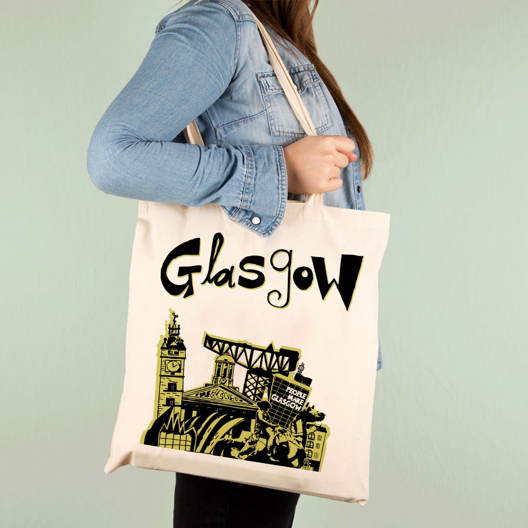 Glasgow Tote Bag Stylised Glasgow City Shoulder Bag Illustrated Design Glaswegian Gift Idea