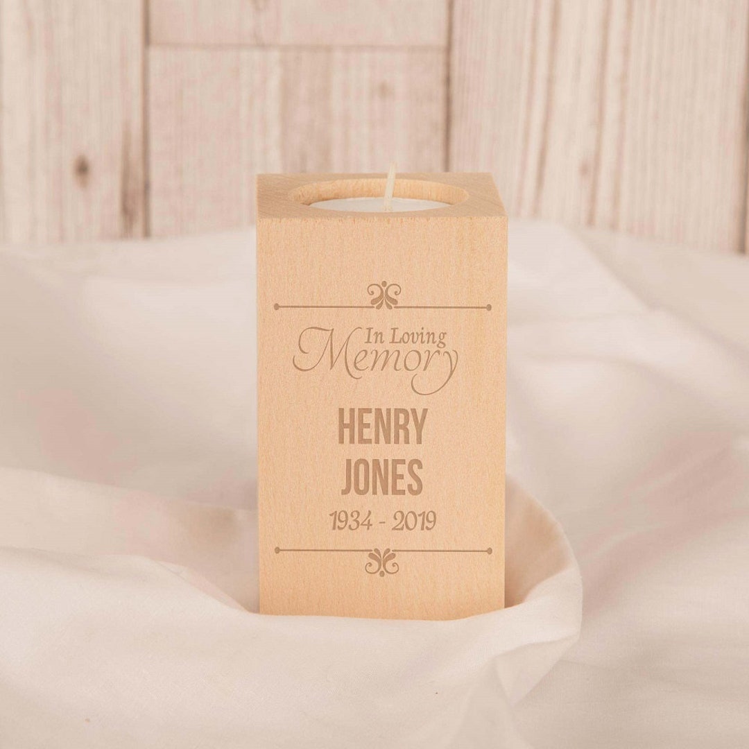 Personalised Loving Memory Wooden Memorial Tealight Holder Etsy