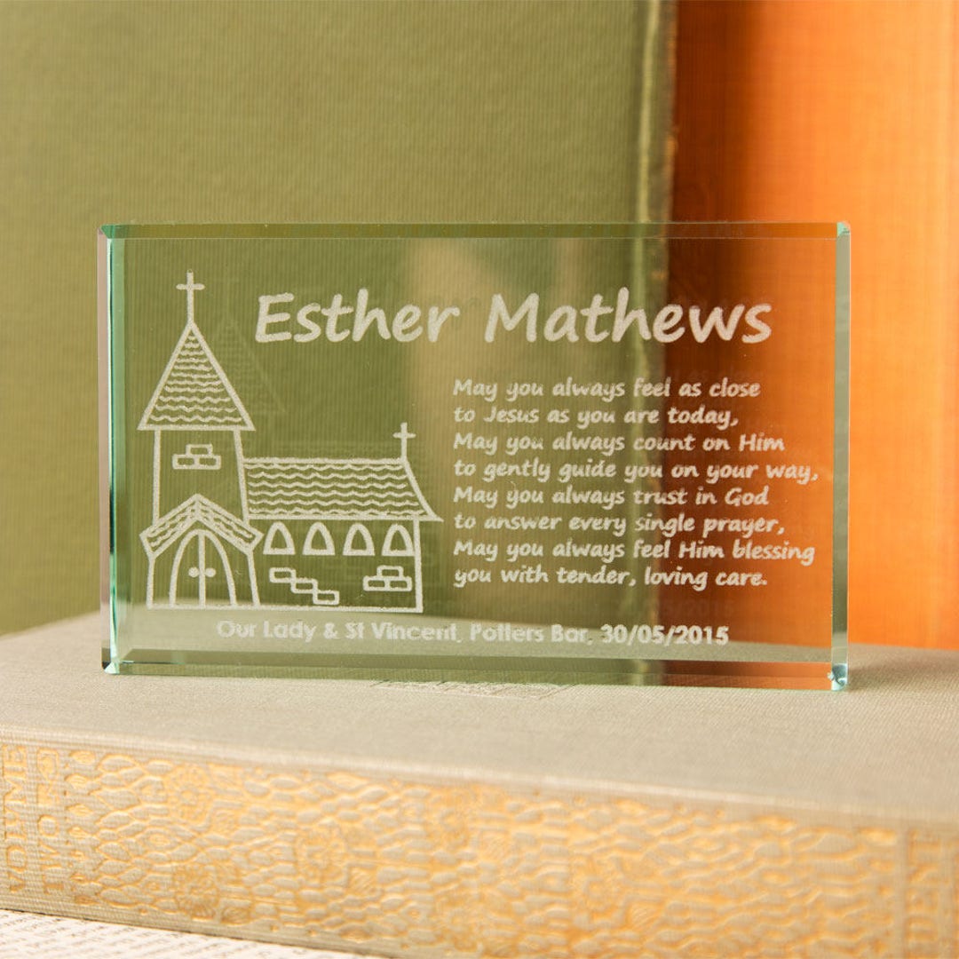 1st Holy Communion Personalised Keepsake Glass Ornament Engraved With