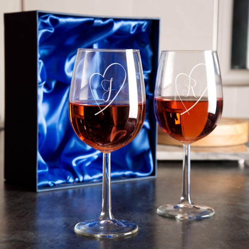Personalised Initial His and Hers Wine Glass Set Etsy