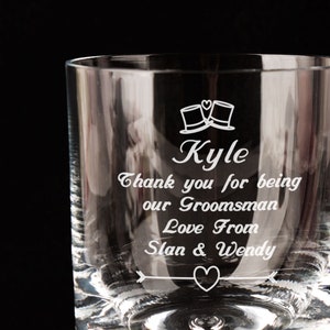 Groomsman Engraved Whiskey Glass, Wedding Party Keepsake Gift for Him ...
