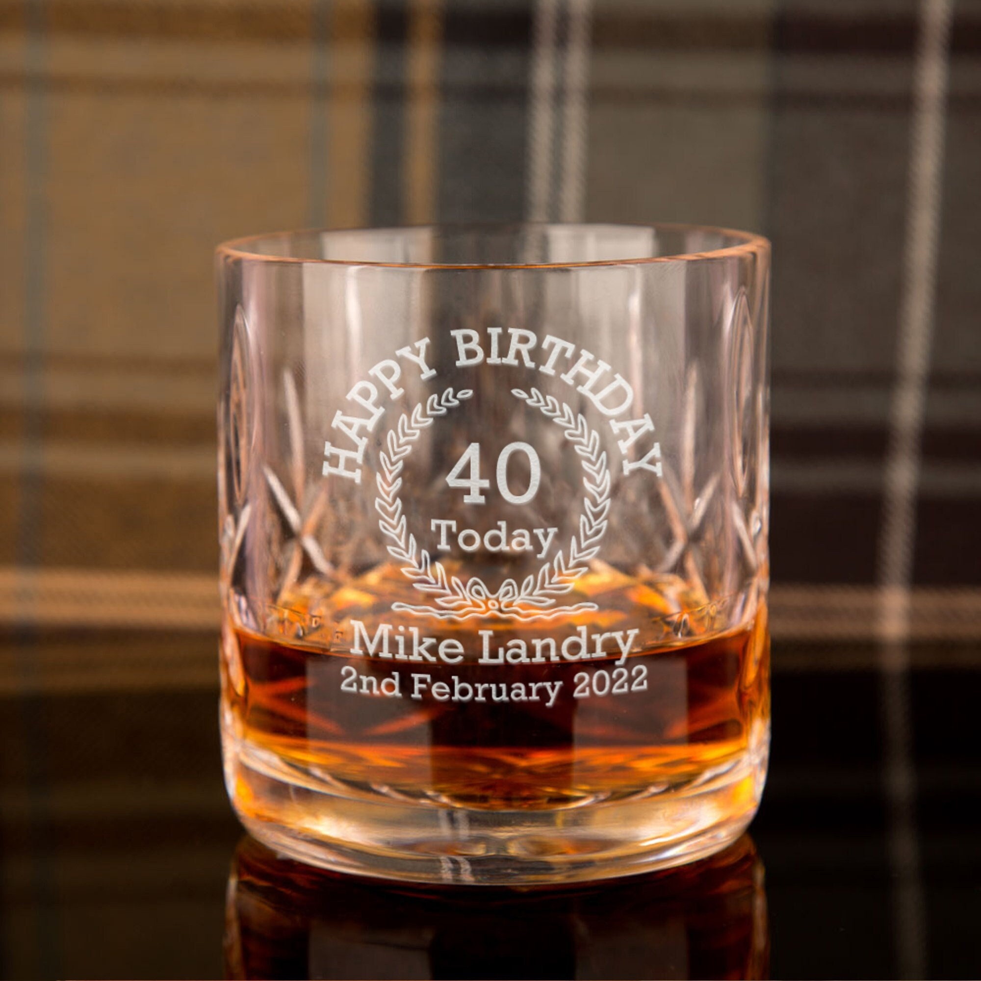 Personalised Engraved 40th Birthday Crystal Whiskey Glass Personalised Engraved 40th Birthday Crystal Whiskey Glass
