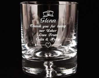 Usher Bicchiere di whisky inciso, regalo di ricordo per feste di nozze. Bicchiere da whisky personalizzato su misura Grazie Ricordo per lui. Regali di nozze per lui