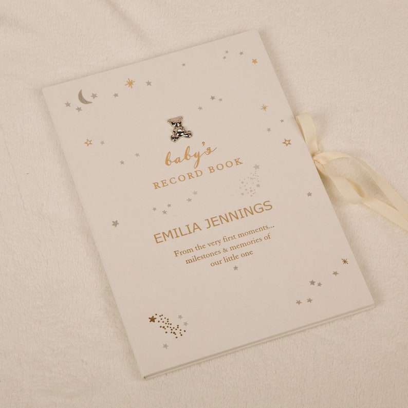 Personalised Baby Record Book Gold Foil Printed Customised Etsy UK