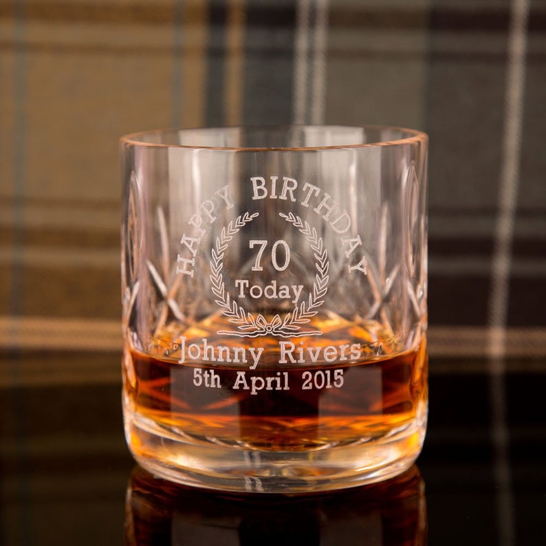 Personalised Engraved 70th Birthday Crystal Whiskey Glass for Etsy