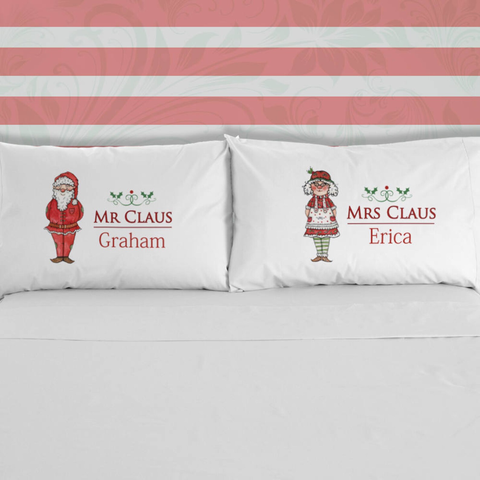Personalised Mr and Mrs Claus Pillowcases Mr and Mrs Claus Etsy UK