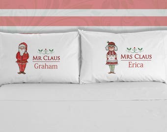 Personalizzato Mr e Mrs Claus Federe - Mr e Mrs Claus, Romantic Pillowcases, His and Hers Pillowcases, Christmas Pillowcase.