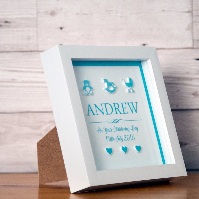 Bespoke 3D Christening Box Frame for a Boy. Personalised Etsy UK