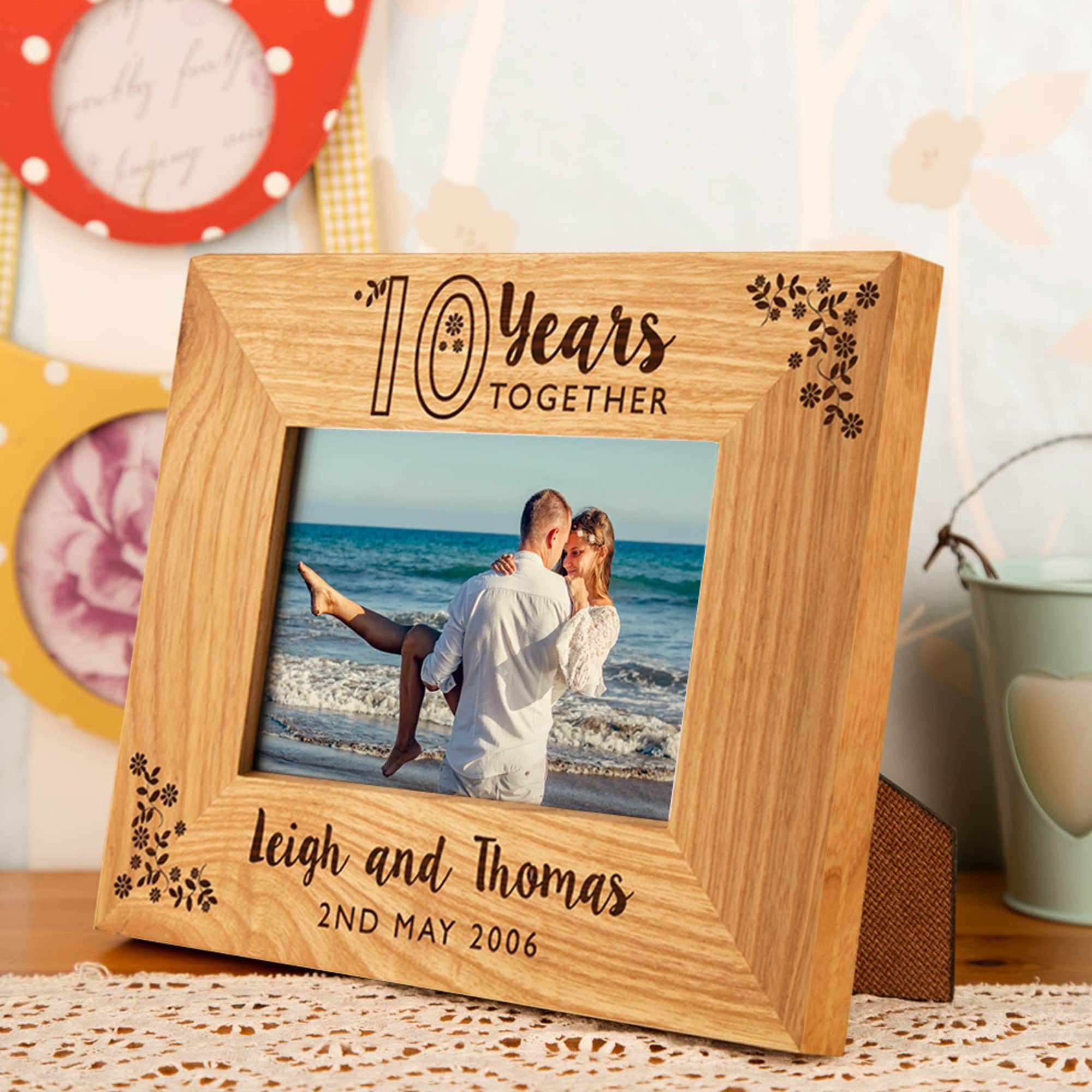 10th Year Tin Wedding Anniversary Oak Picture Frame Personalised Solid Oak  Photo Frame 4 X 6 Bespoke Son and Daughter Anniversary Gift -  Denmark