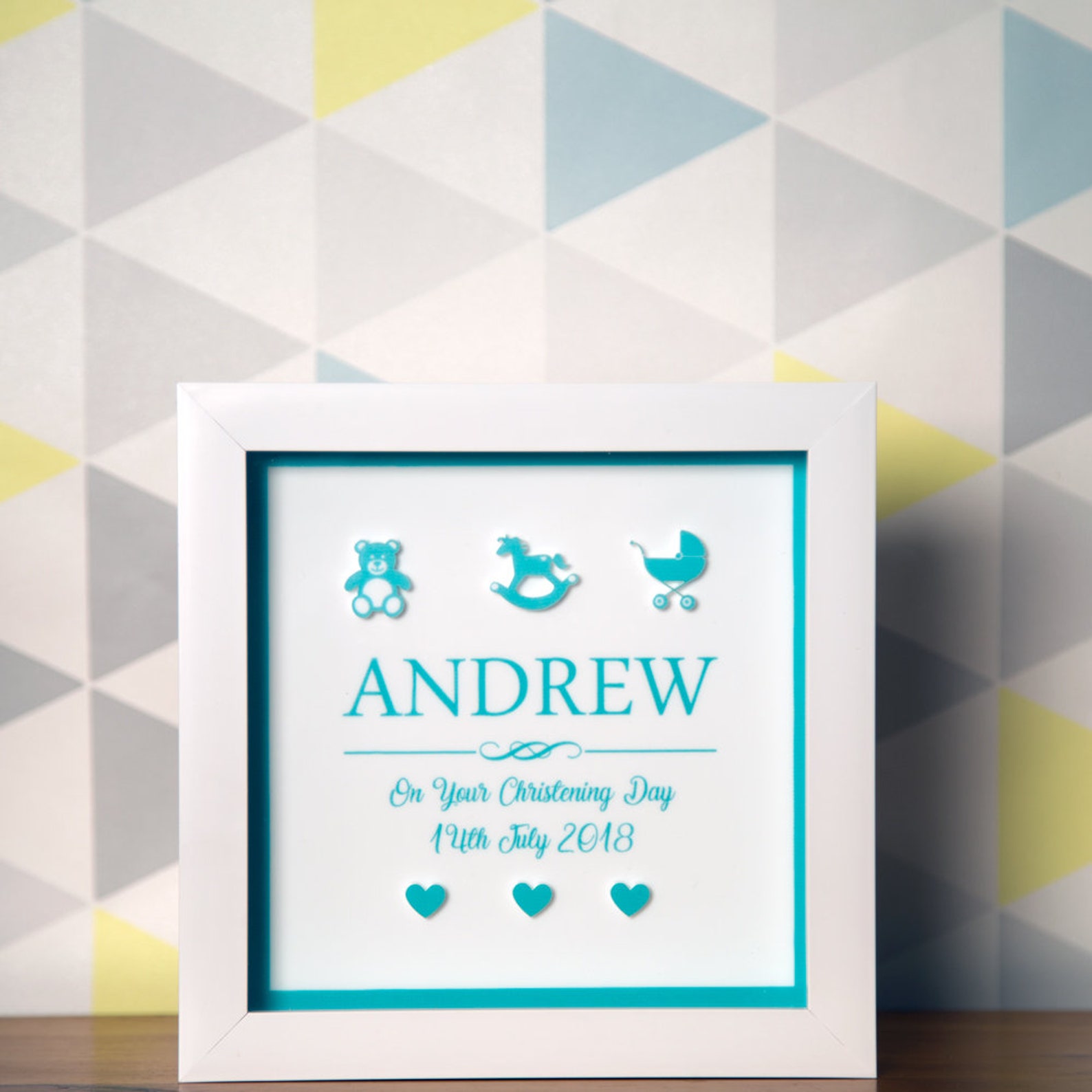 Bespoke 3D Christening Box Frame for a Boy. Personalised Etsy UK