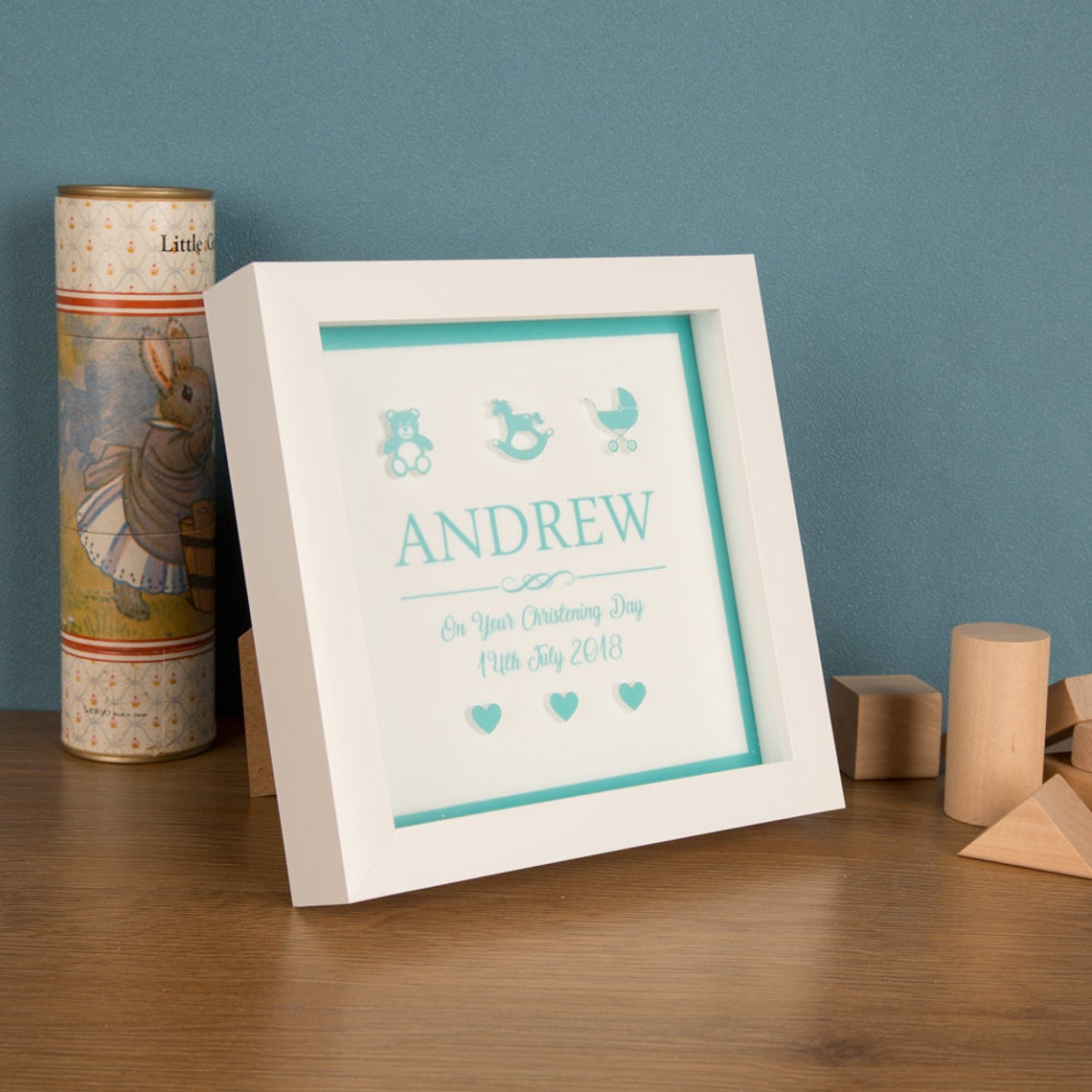 Bespoke 3D Christening Box Frame for a Boy. Personalised Etsy UK