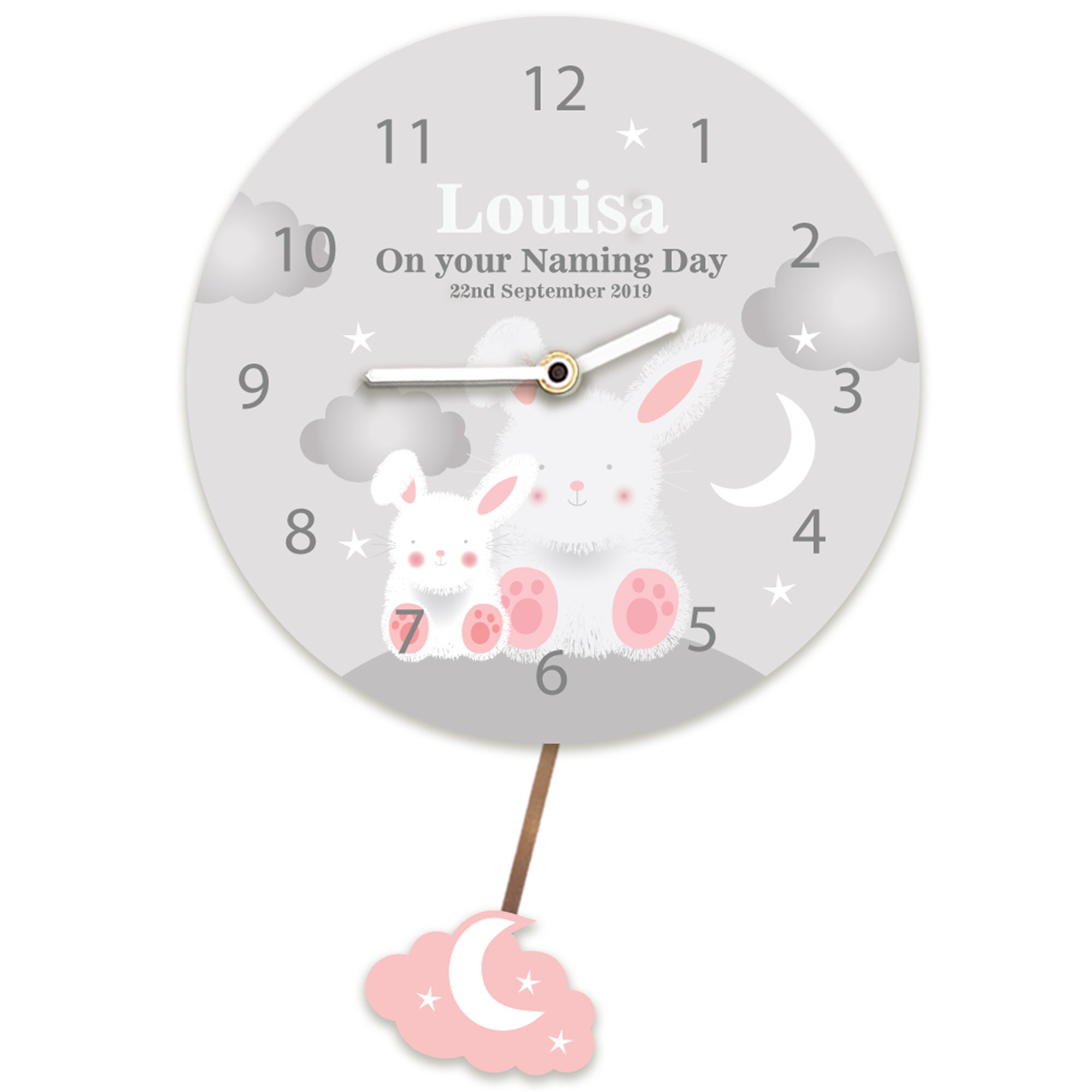 Time Pendulum Rabbit Starry Night Bunny Rabbit Baby Girls Personalised Pendulum | Etsy