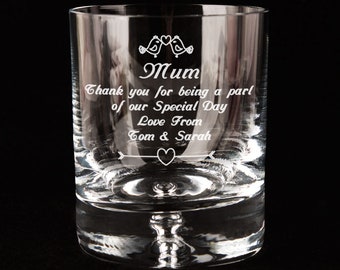 Mère du marié Cadeau personnalisé. Verre à whisky gravé pour elle. Idées de cadeaux de fête de mariage pour maman. Cadeaux souvenirs de remerciement spéciaux