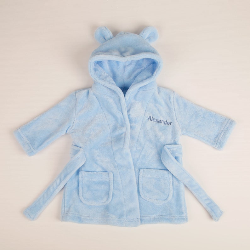Personalised Bathrobe for a Baby Boy Embroidered Blue Etsy UK