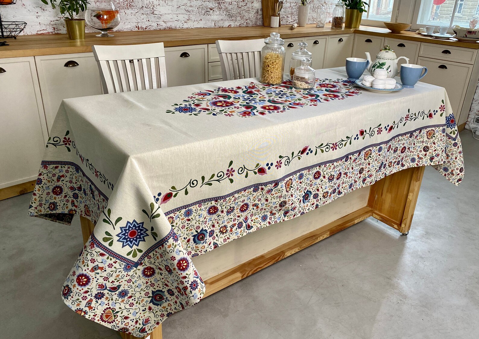 Tablecloth Country Tapestry Ethnic Style Floral Tablecloths Etsy