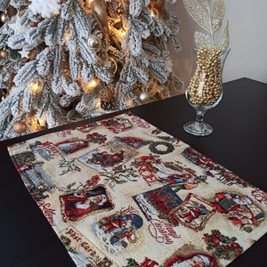 Placemats Set Christmas Gold Retro Glitter with Santa Claus Golden threads Holiday Table mats Size:13in X 17in (34cm X 44cm)