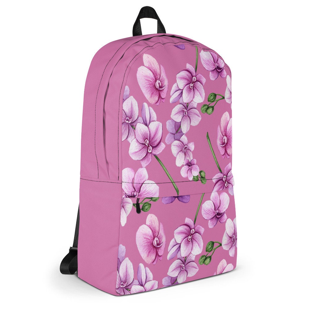 Pink Orchid Backpack | Floral Laptop Backpack | Orchid Flower