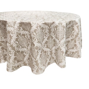 Tablecloth Round Waterproof Water Resistant Cotton tablecloth Washable table cloth for Round Table Openwork Beige