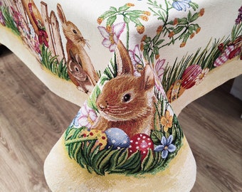 Paastafelkleed Eieren Bunny Bloemen Tafellinnen voor vierkante, ronde of rechthoekige tafel