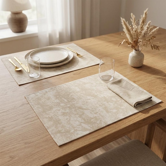 Beige Tischset 2er Set,4,6 | Wasserdichte Tischsets | Neutrale Bauernhaus Tischsets | Minimalistisches Esszimmerdekor | Waschbare Tischsets